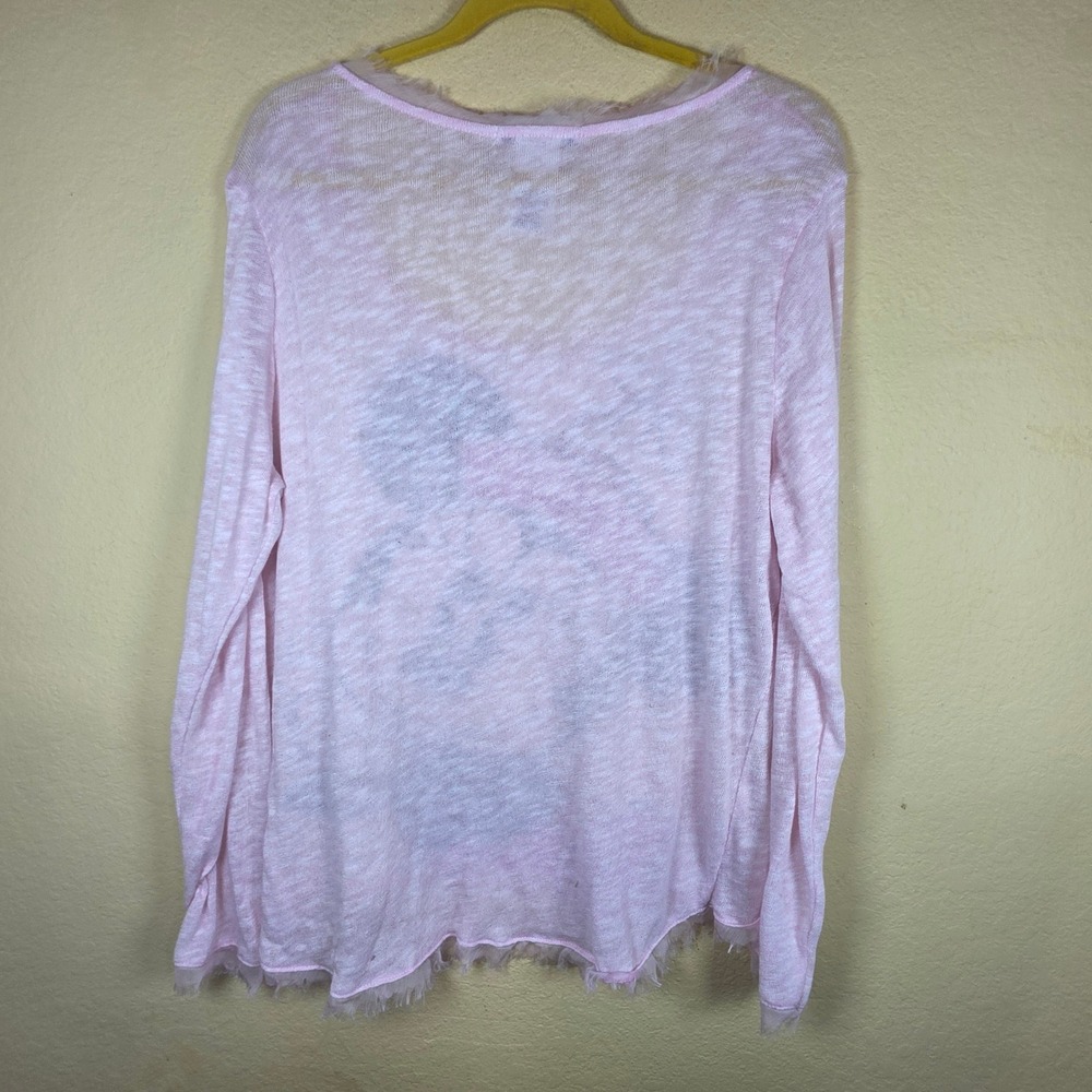 Disney Parks Minnie Mouse Pink Eyelash Fringe Long Sleeve Graphic Top XL sheer - Picture 8 of 8